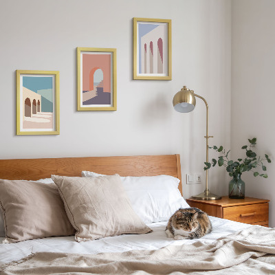 Zidna galerija slika Pastelna minimalistička grafika urbane arhitekture