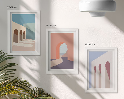 Zidna galerija slika Pastelna minimalistička grafika urbane arhitekture