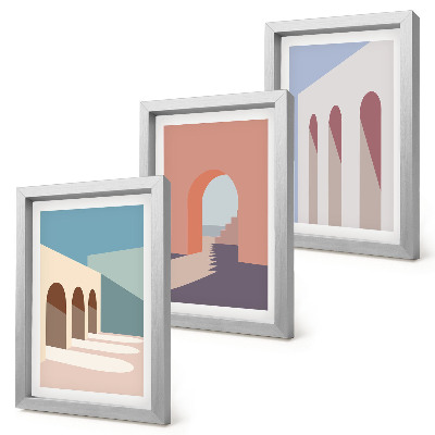 Zidna galerija slika Pastelna minimalistička grafika urbane arhitekture