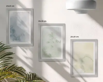 Komplet slika u okviru s motivom pastelnih akvarelnih boja na teksturi platna