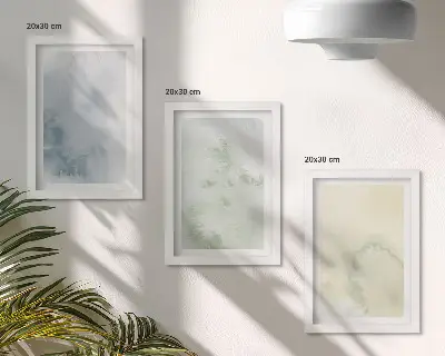 Komplet slika u okviru s motivom pastelnih akvarelnih boja na teksturi platna