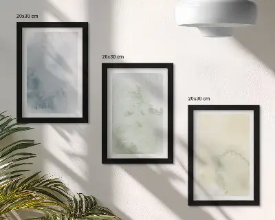 Komplet slika u okviru s motivom pastelnih akvarelnih boja na teksturi platna
