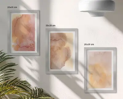 Zidna galerija slika topli akvareli na platnu sa šarenim teksturama