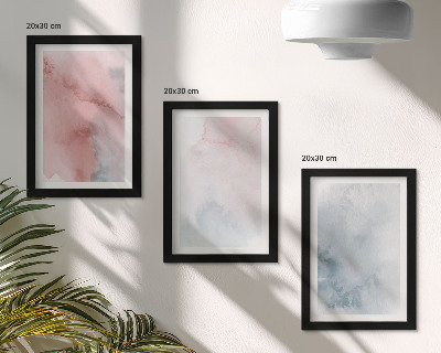 Set 3 slike u okviru Pastelne akvarele na platnu, šarene teksture