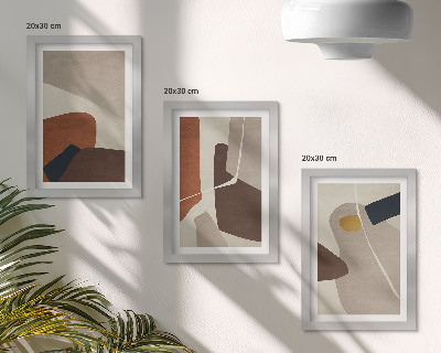 Set 3 slike u okviru Apstraktni boho oblici slikanja u modernom stilu