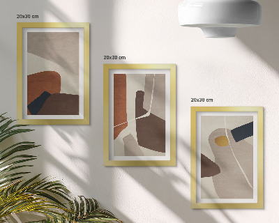 Set 3 slike u okviru Apstraktni boho oblici slikanja u modernom stilu