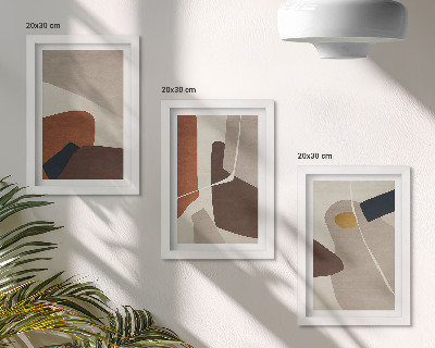 Set 3 slike u okviru Apstraktni boho oblici slikanja u modernom stilu