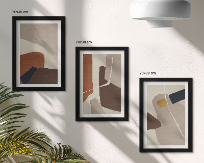 Set 3 slike u okviru Apstraktni boho oblici slikanja u modernom stilu
