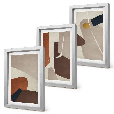 Set 3 slike u okviru Apstraktni boho oblici slikanja u modernom stilu