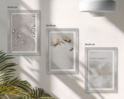 Set 3 slike u okviru Pijesak, kamenje i istrošena tekstura u boho stilu