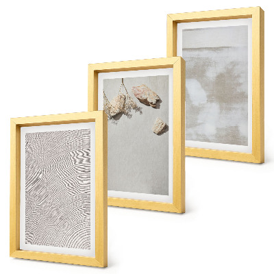 Set 3 slike u okviru Pijesak, kamenje i istrošena tekstura u boho stilu