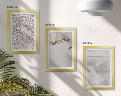 Set 3 slike u okviru Pijesak, kamenje i istrošena tekstura u boho stilu