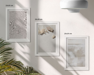Set 3 slike u okviru Pijesak, kamenje i istrošena tekstura u boho stilu