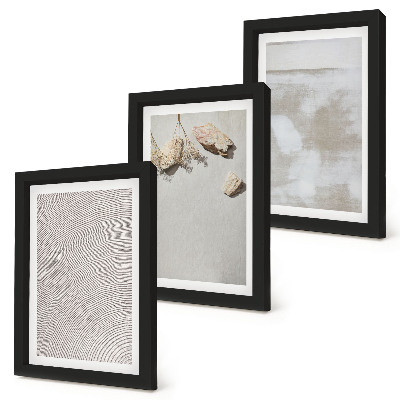 Set 3 slike u okviru Pijesak, kamenje i istrošena tekstura u boho stilu