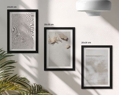 Set 3 slike u okviru Pijesak, kamenje i istrošena tekstura u boho stilu