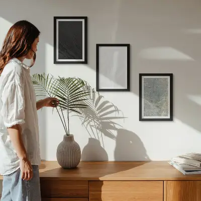 Zidna galerija slika elegantne kamene strukture u raznim bojama