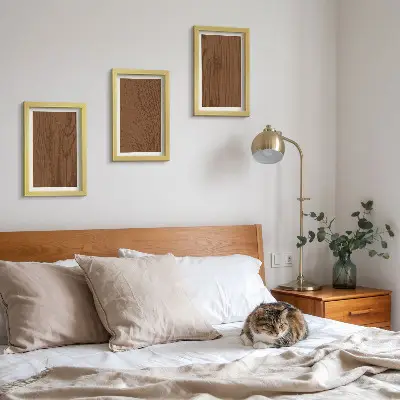Set 3 slike u okviru uzorak teksture drvene kore u minimalističkom stilu