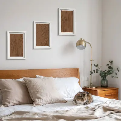 Set 3 slike u okviru uzorak teksture drvene kore u minimalističkom stilu