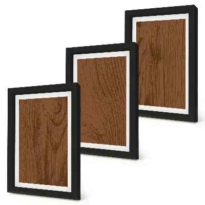 Set 3 slike u okviru uzorak teksture drvene kore u minimalističkom stilu