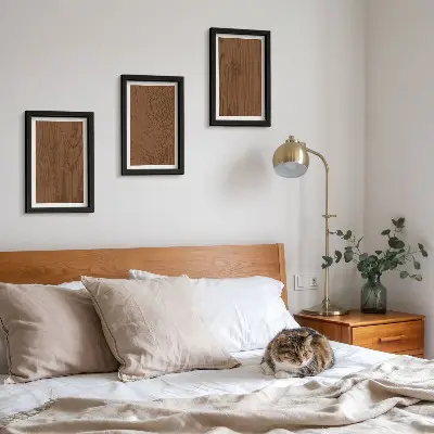 Set 3 slike u okviru uzorak teksture drvene kore u minimalističkom stilu