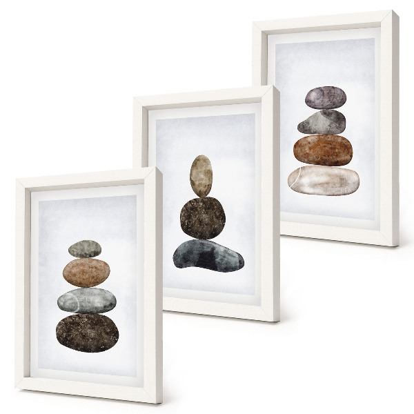 Zidna galerija slika Hrpe kamenja minimalističko boho slikarstvo