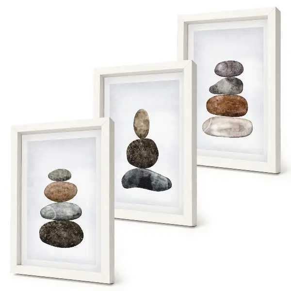 Zidna galerija slika minimalističko boho slikarstvo s motivom hrpe kamenja