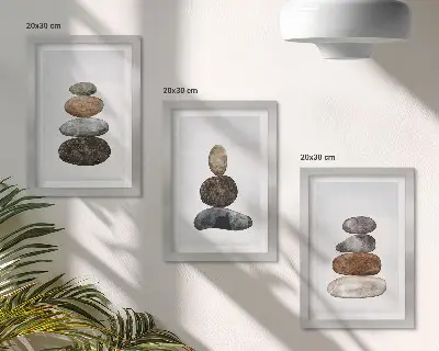 Zidna galerija slika minimalističko boho slikarstvo s motivom hrpe kamenja