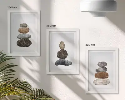 Zidna galerija slika minimalističko boho slikarstvo s motivom hrpe kamenja