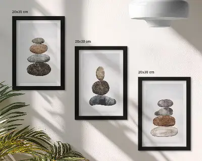 Zidna galerija slika minimalističko boho slikarstvo s motivom hrpe kamenja