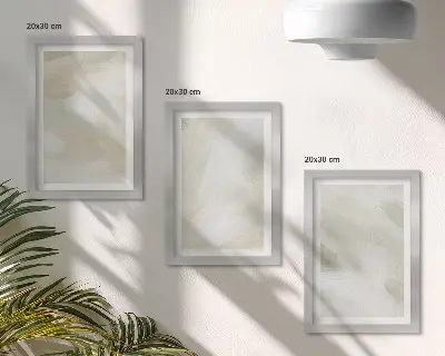 Set od 3 slike u okviru svijetle apstraktne boje na platnu u nježnom boho stilu
