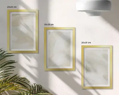 Set od 3 slike u okviru svijetle apstraktne boje na platnu u nježnom boho stilu