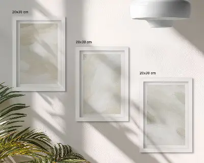 Set od 3 slike u okviru svijetle apstraktne boje na platnu u nježnom boho stilu