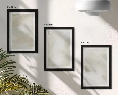 Set od 3 slike u okviru svijetle apstraktne boje na platnu u nježnom boho stilu