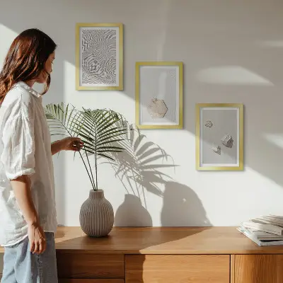Komplet slika u okviru lagane teksture na pijesku u nježnom boho stilu