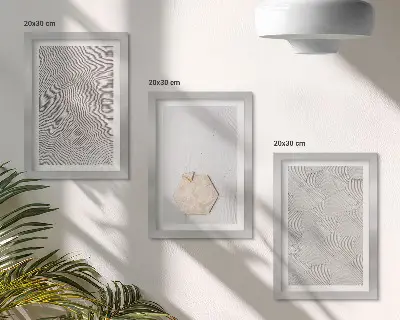Zidna galerija slika nježan boho stil s laganim teksturama na pijesku