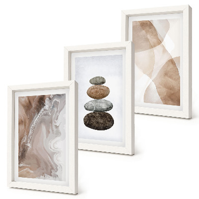 Set 3 slike u okviru Apstraktni oblici oslikani u strukturama u pastelnim bojama