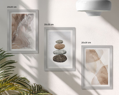 Set 3 slike u okviru Apstraktni oblici oslikani u strukturama u pastelnim bojama