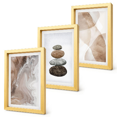 Set 3 slike u okviru Apstraktni oblici oslikani u strukturama u pastelnim bojama