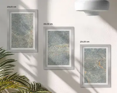 Dekorativna kamena struktura od zelenog žilnatog mramora set od 3 slike u okviru