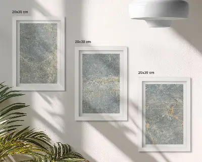 Dekorativna kamena struktura od zelenog žilnatog mramora set od 3 slike u okviru