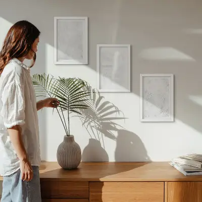 Komplet slika u okviru bijele mrlje na minimalističkoj pozadini