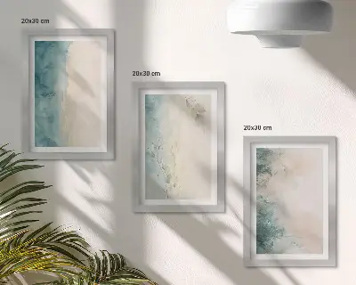 Komplet slika u okviru akvareli na platnu minimalističkog stila
