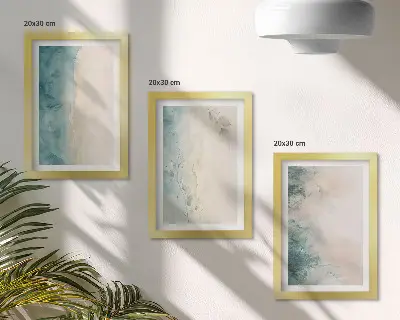 Komplet slika u okviru akvareli na platnu minimalističkog stila