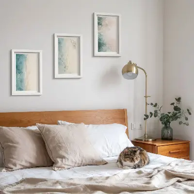 Komplet slika u okviru akvareli na platnu minimalističkog stila