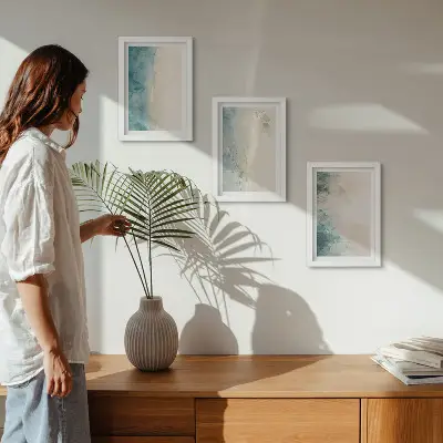 Komplet slika u okviru akvareli na platnu minimalističkog stila