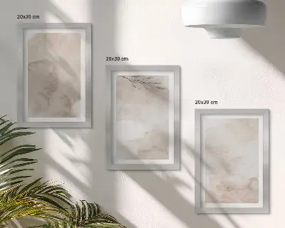 Zidna galerija slika s teksturom prolivenih akvarelnih boja u boho stilu