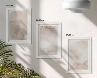 Zidna galerija slika s teksturom prolivenih akvarelnih boja u boho stilu