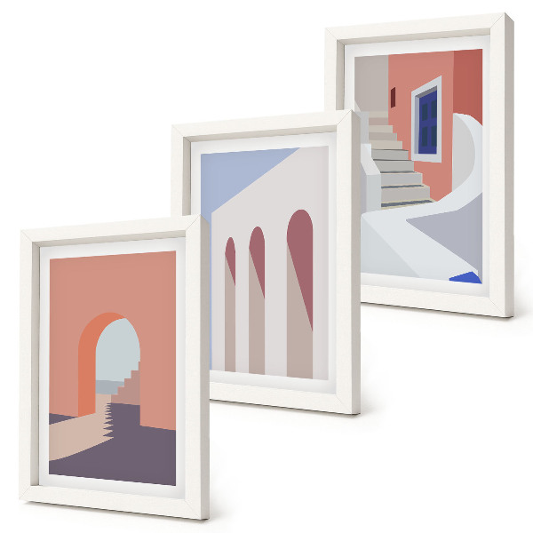 Zidna galerija slika Ilustracije urbane arhitekture u minimalističkom stilu