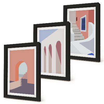 Zidna galerija slika Ilustracije urbane arhitekture u minimalističkom stilu