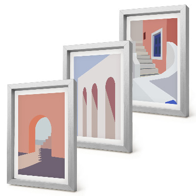 Zidna galerija slika Ilustracije urbane arhitekture u minimalističkom stilu